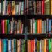 Books in black bookshelf